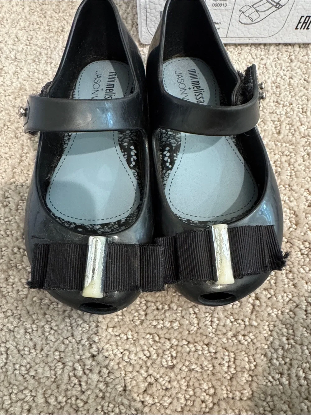 Mini Melissa Black Mary Jane Bow Flats